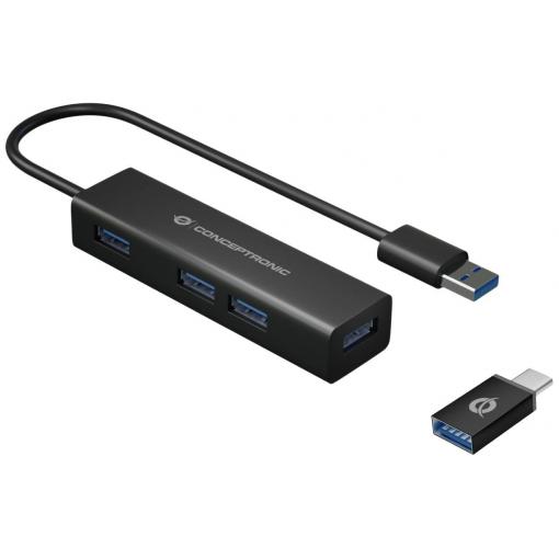 Conceptronic HUBBIES06B USB Hub 4 porty USB-A USB 3.1 Gen1 5 GBit/s černá HUBBIES06B