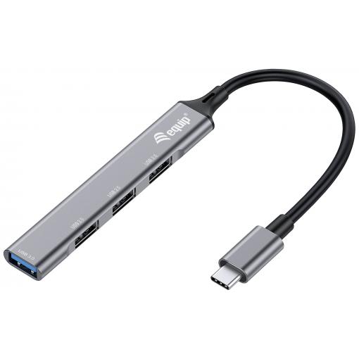 Equip 128961 USB Hub 4 porty USB-A USB 3.1 Gen1 5 GBit/s s konektorem USB C černá, šedá 128961