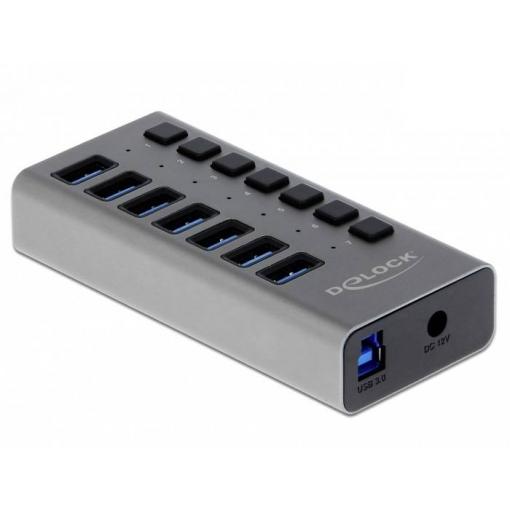 Delock 63669 USB Hub 7 portů USB-A USB 3.2 Gen1 5 GBit/s šedá 63669
