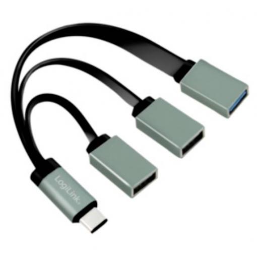 LogiLink UA0315 USB Hub 3 porty USB-A USB 3.1 Gen1 5 GBit/s s konektorem USB C černá, šedá UA0315