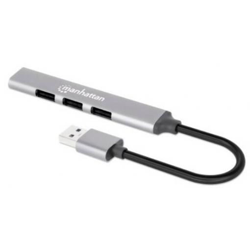 Manhattan 168427 USB Hub 4 porty USB-A USB 3.0 5 GBit/s šedá Manhattan - Hub - 4-Port - 3 x USB 2.0 + 1 x USB 3.2 Gen 1