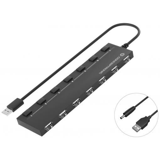 Conceptronic HUBBIES08B USB Hub 7 portů USB-A USB 2.0 480 MBit/s černá HUBBIES 7-Port-USB-2.0-Hub