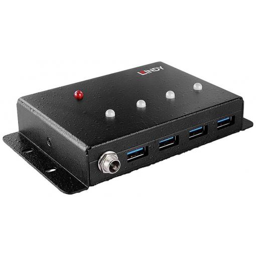 LINDY 443492 USB Hub 4 porty USB-A USB 3.0 5 GBit/s kovový ukazatel černá 443492