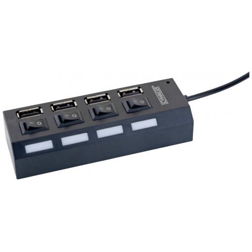 Schwaiger UH4013 USB Hub 4 porty USB-A USB 2.0 480 MBit/s černá UH4013