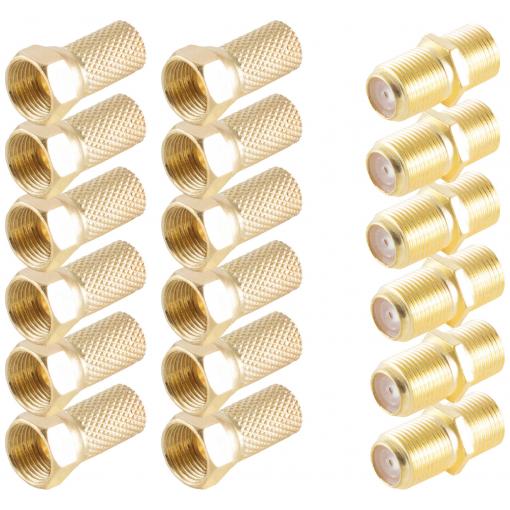 Shiverpeaks BS15-300014 Sada F spojek Pozlacený Připojení kabelu: F zástrčka, F zásuvka, F zástrčka Průměr lanka: 6.7 mm 1 sada
