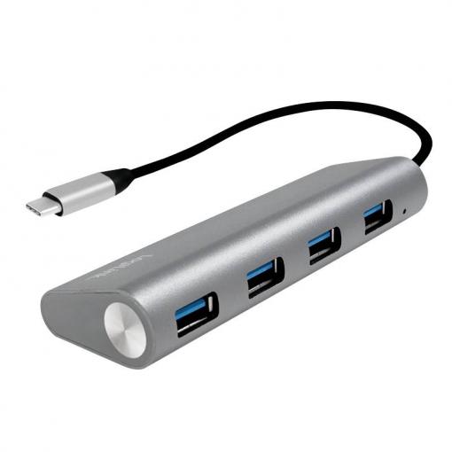 LogiLink UA0309 USB Hub 4 porty USB-A USB 3.1 Gen1 5 GBit/s s konektorem USB C šedá UA0309