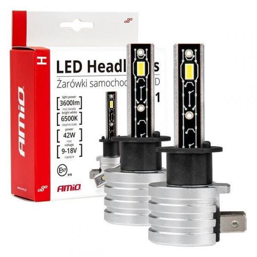 LED žárovka H1 MINI AMiO, 9–18 V / 42 W, bílá 6500 K, 2 ks