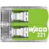 WAGO 221-422, 221, kabelová svorka, 0.14-4 mm², kontakty 2, transparentní, zelená, Box, 100 ks