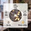 Solight vánoční řetěz měděný, 30x mini LED, 3m, 3 x AA, teplé světlo - 1V55-WW