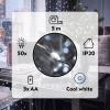 Solight vánoční řetěz stříbrný, 50x mini LED, 5m, 3 x AA, studené světlo - 1V56-W