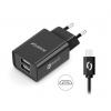 Chytrá síťová nabíječka ALIGATOR 2.4A, 2xUSB, smart IC, černá, Micro USB kabel 2A