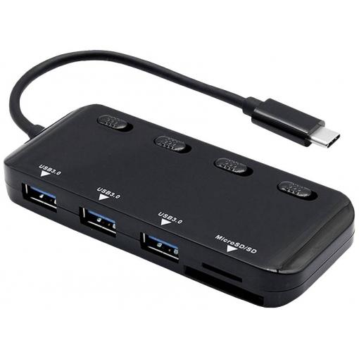 Roline 14.02.5059 USB Hub 3 porty USB-A, SD, microSD USB 3.2 Gen1 5 GBit/s černá