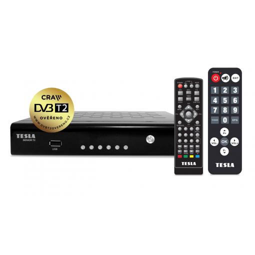 SET TOP BOX TESLA SENIOR T2 - DVB-T2 (H.265/HEVC), ověřeno CRA