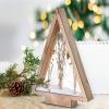 Solight LED dřevěná vánoční dekorace, zasněžené zimní květiny, 37cm, 2x AA - 1V267
