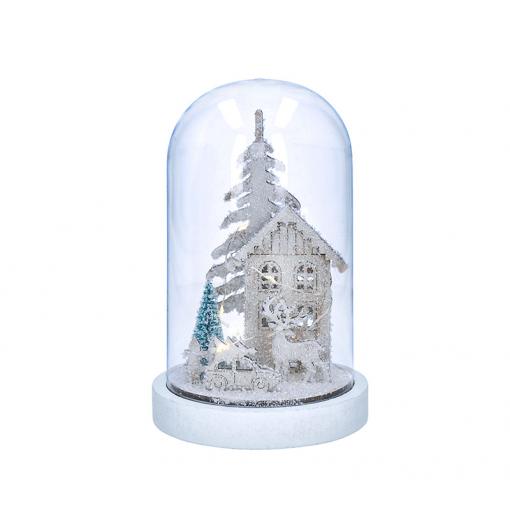 Solight LED vánoční dekorace, zasněžená krajina s domkem, 18cm, 10x LED, 2x AAA - 1V264