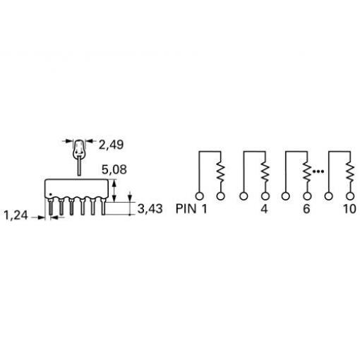 Bourns 4608X-102-222LF rezistor 2.2 kΩ THT SIP-8 0.3 W 1 ks