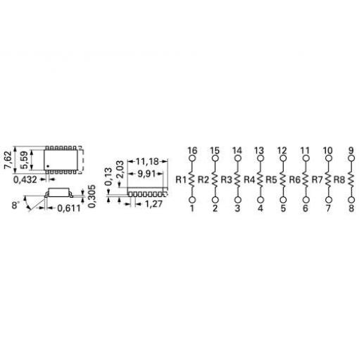 Bourns 4816P-1-102LF rezistor 1 kΩ SMD SOIC-16 0.16 W 1 ks