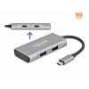 Delock 63260 USB Hub 2 + 2 port USB-A, USB-C® USB 3.2 Gen2 10 GBit/s s konektorem USB C šedá 63260