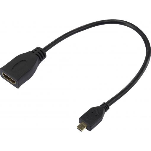 Raspberry Pi® adaptér HDMI Raspberry Pi® [1x micro HDMI zástrčka D - 1x HDMI zásuvka] 23.5 cm černá