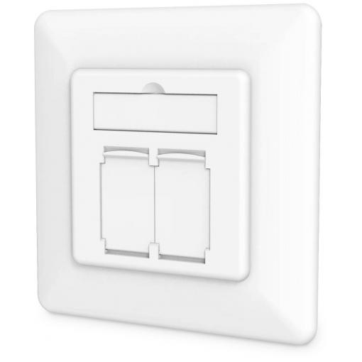 Digitus DN-9010/8-2 síťová zásuvka pod omítku panel s čelní deskou a rámečkem CAT 6A bílá