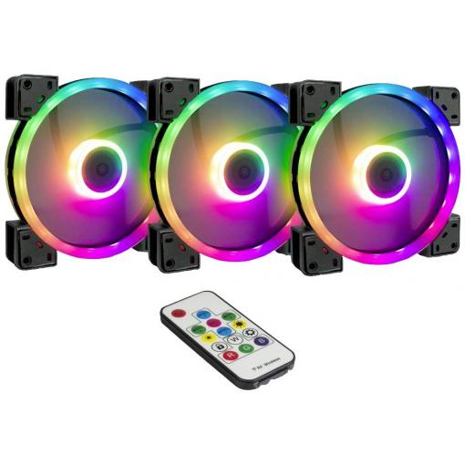 Inter-Tech Argus RS14 PC větrák s krytem černá (š x v x h) 140 x 140 x 25 mm vč. dálkového ovládání, včetně LED osvětlení