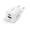 Chytrá mini síťová nabíječka ALIGATOR Power Delivery 20W, USB-C + USB-A, bílá