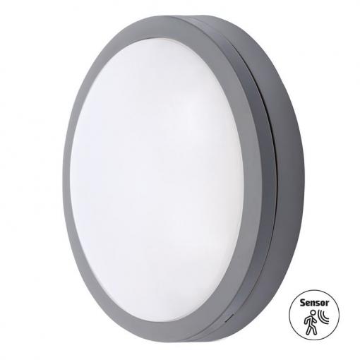 Solight LED venkovní osvětlení se senzorem Siena, šedé, 20W, 1500lm, 4000K, IP54, 23cm - WO781-G-M