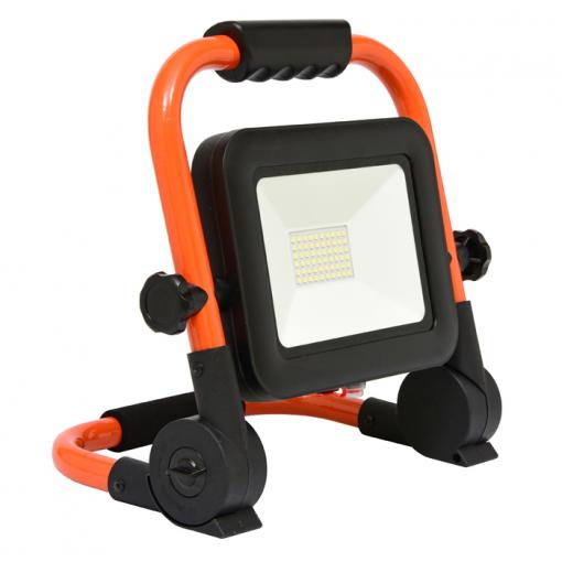 ECOLITE LED reflektor se stojanem 30W, AKU, 1800lm, 4000K, IP65 oranžový, RMLED-30W/ORA/AKU