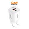 Rychlá mini síťová nabíječka ALIGATOR Power Delivery 33W, GaN, USB-C + USB-A, bílá