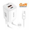 ALIGATOR Mini PD 33W, USB-C+A, rychlá nabíječka GaN, s kabelem USB-C/USB-C, bílá