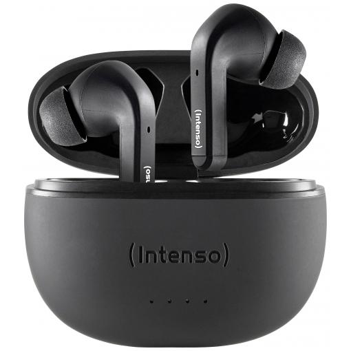Intenso T300A Headset do uší (In Ear) Bluetooth® stereo černá Potlačení hluku Indikátor nabití, headset, Nabíjecí pouzdro, dotykové ovládání