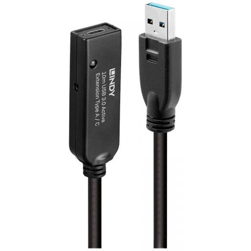 LINDY USB kabel USB 3.2 Gen1 USB-A zástrčka, USB-C ® zásuvka 10.00 m černá 43376