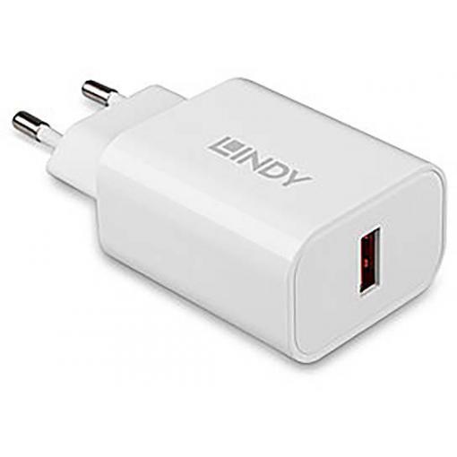 LINDY 18W USB Typ A Charger USB nabíječka, 1x USB A , 18 W, bílá