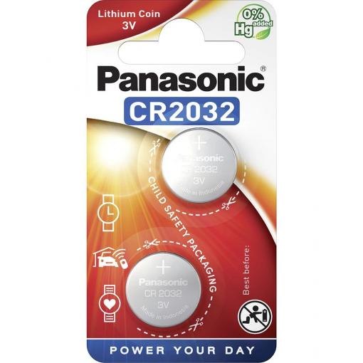Baterie Panasonic CR2032, lithium, 3 V, blistr 2 ks