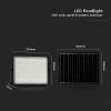V-TAC VT-180W LED reflektor, solární modul 0.5 W, studená bílá, černá, 7827