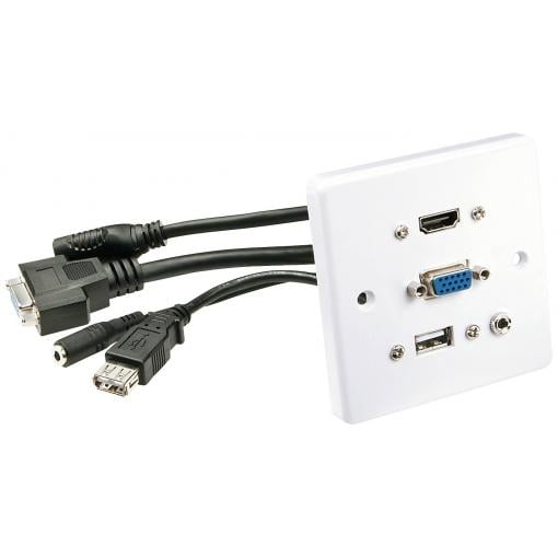 LINDY 60220 HDMI / VGA / USB / jack kabelový adaptér [1x HDMI®, VGA, USB A, jack zásuvka 3,5 mm - 1x HDMI®, VGA, USB A, jack zásuvka 3,5 mm] bílá