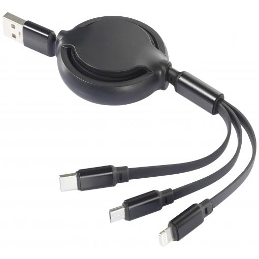 Renkforce Nabíjecí kabel USB USB 2.0 USB-A zástrčka 1.00 m chromová černá flexibilní provedení RF-5800360