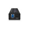 ICY BOX 70418 USB Hub 7 portů USB-A USB 3.0 5 GBit/s s hliníkovým krytem černá IB-AC618, 7 Port USB 3.2 Gen 1 Hub mit 1x Tablettladeport, mit 12V 3A Netzteil