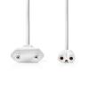 Napájecí kabel, EURO kon., bílý, plochý, 2x 0,75mm, 2m