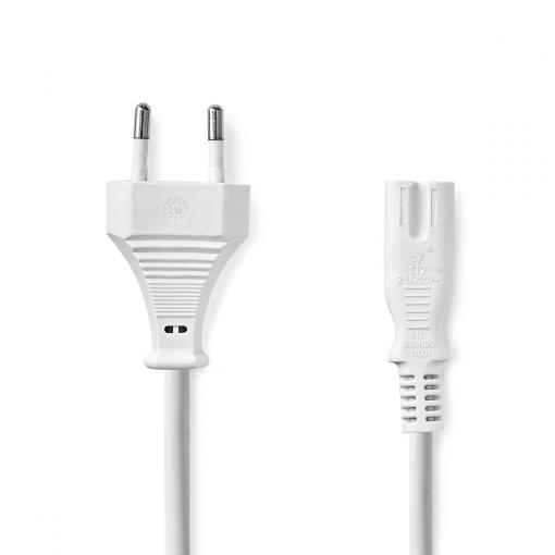 Napájecí kabel, EURO kon., bílý, plochý, 2x 0,75mm, 2m