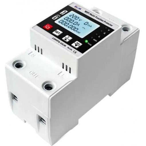 Jistič s elektroměrem Tuya 3P 63 A, WiFi, DIN lišta