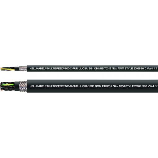 HELU 24417 kabel pro energetické řetězy M-SPEED 500-C-PUR UL 18 G 0.5 mm² černá 100 m