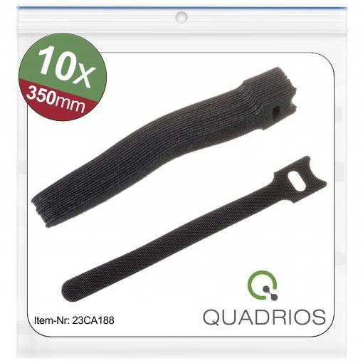 Quadrios 23CA188 kabelový manažer na suchý zip ke spojování háčková a flaušová část (d x š) 350 mm x 14 mm černá 10 ks