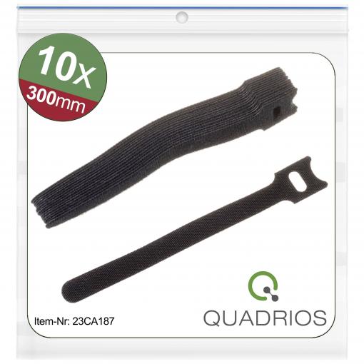 Quadrios 23CA187 kabelový manažer na suchý zip ke spojování háčková a flaušová část (d x š) 300 mm x 14 mm černá 10 ks