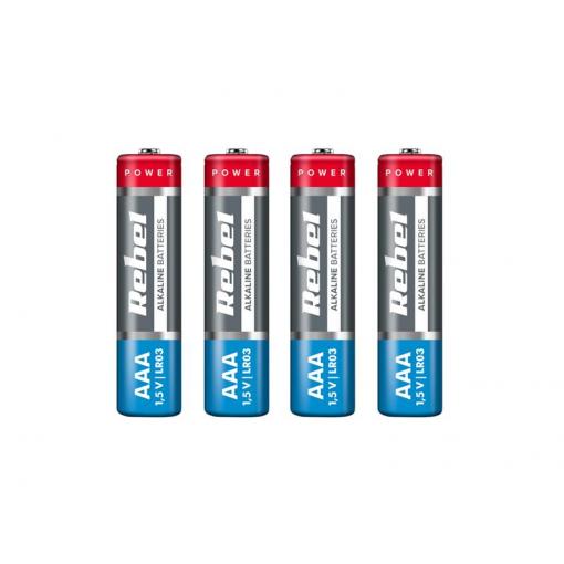 Baterie AAA (R03) alkalická REBEL Alkaline 4ks / shrink BAT0060