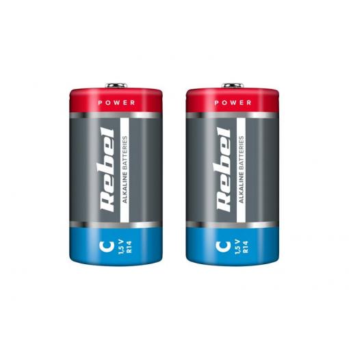 Baterie C (R14) alkalická REBEL Alkaline 2ks / shrink BAT0063