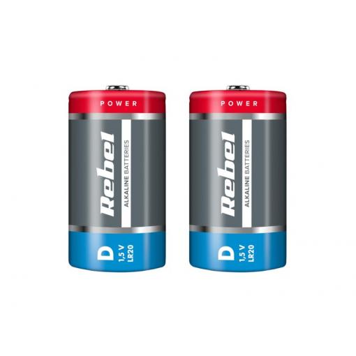 Baterie D (R20) alkalická REBEL Alkaline 2ks / shrink BAT0064