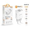 Chytrá síťová nabíječka ALIGATOR 2.4A, 2xUSB, smart IC, bílá