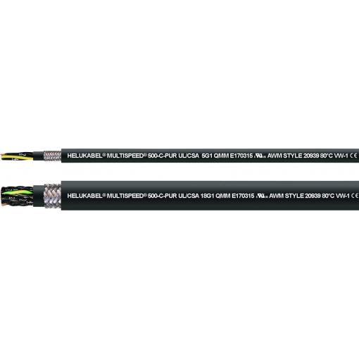 HELU 24416-1000 kabel pro energetické řetězy M-SPEED 500-C-PUR UL 12 G 0.5 mm² černá 1000 m