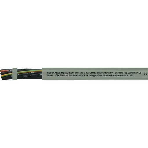 HELU MEGAFLEX® 500 13370-1000 řídicí kabel 3 x 0.75 mm², 1000 m, šedá